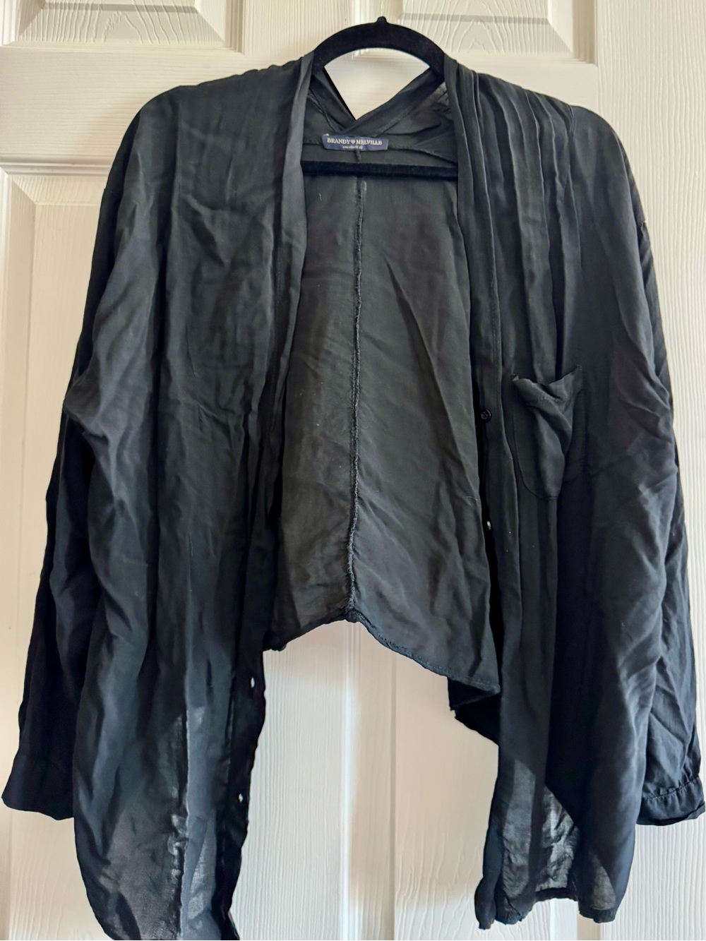 Brandy Melville- Black Lightweight Draped Top